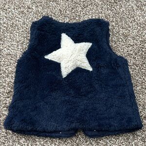 Mini Boden Plush Navy Star Kids Vest - Soft Faux Fur